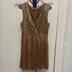 Bronze Sequin Sleeveless Dress